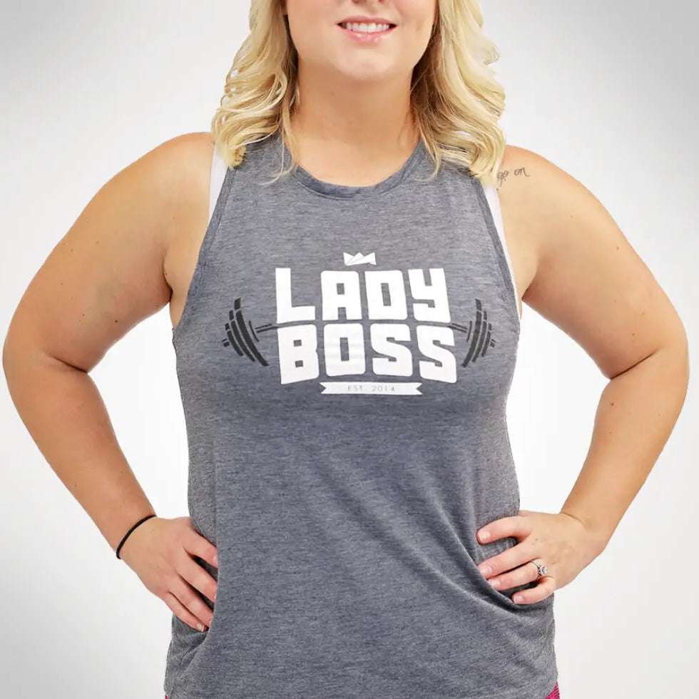 Barbell Muscle Charcoal Tank - LadyBoss