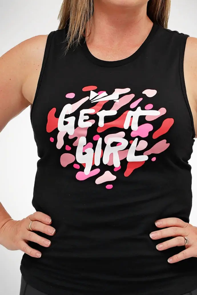 Get it Girl Black Muscle Tank - LadyBoss