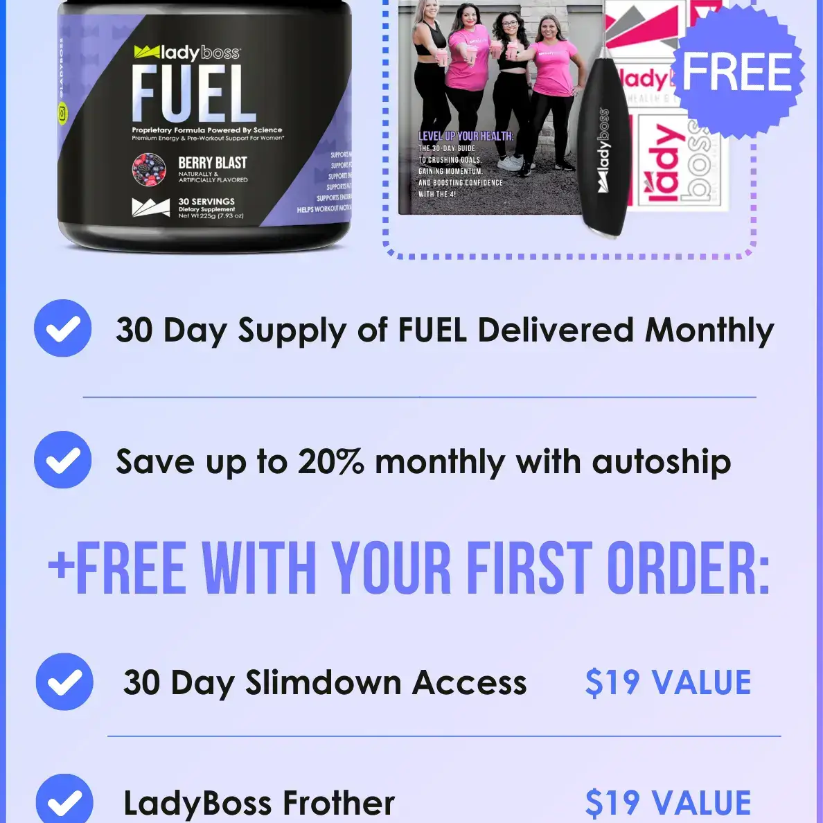 LadyBoss FUEL: Premium Pre-Workout Energy Boost for Women