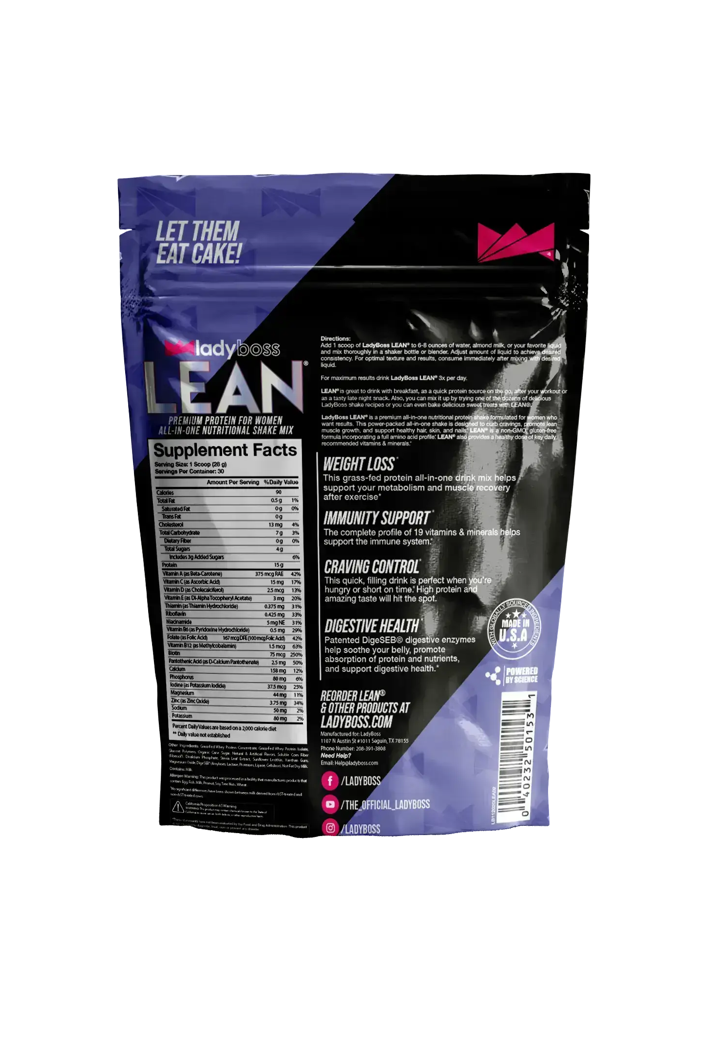 Vanilla Cake LEAN Protein with 18 Vitamins & Minerals for Women