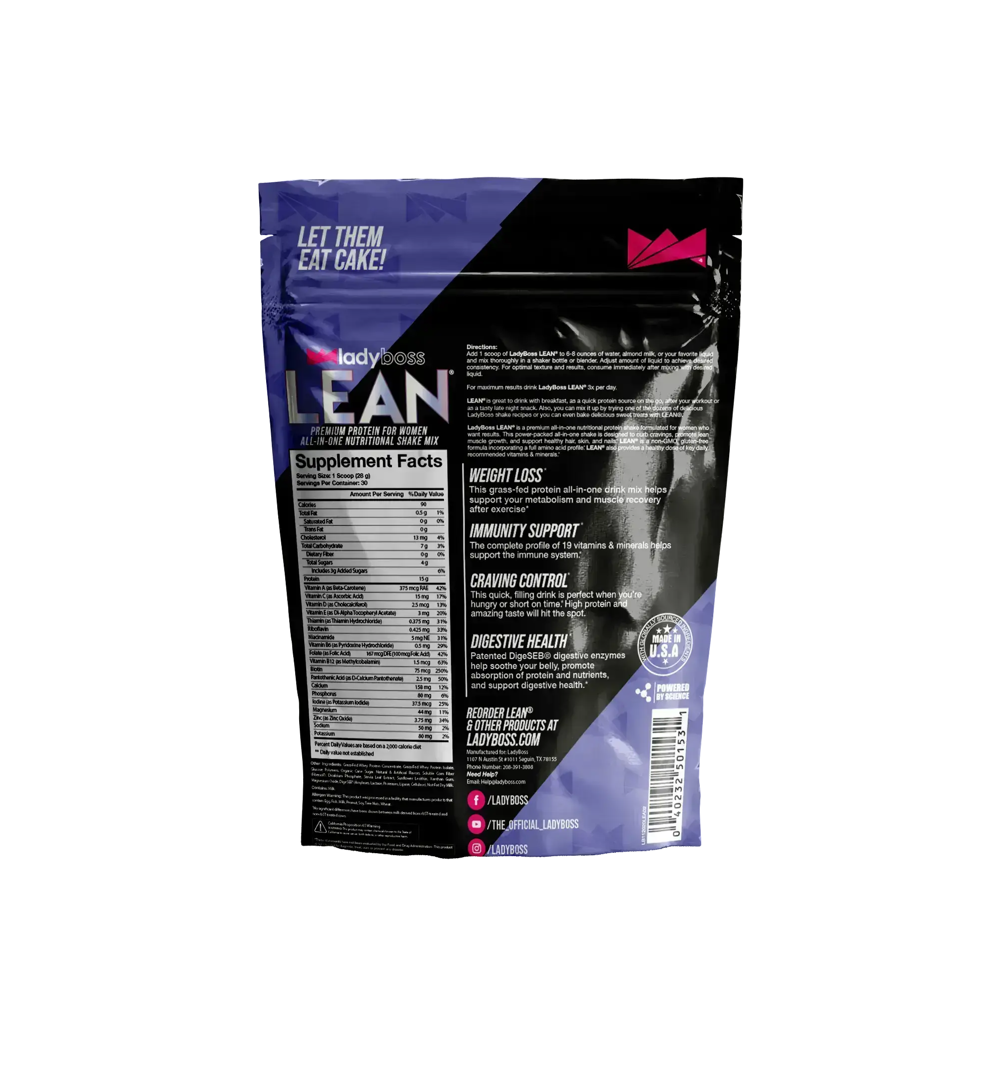 Vanilla Cake LEAN Protein with 18 Vitamins & Minerals for Women