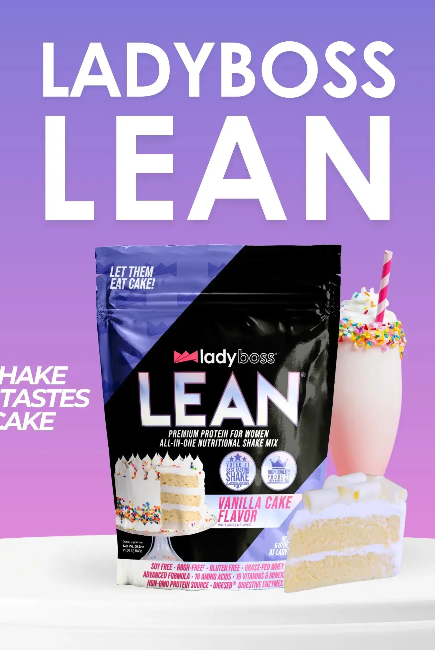 Vanilla Cake LEAN Protein with 18 Vitamins & Minerals for Women