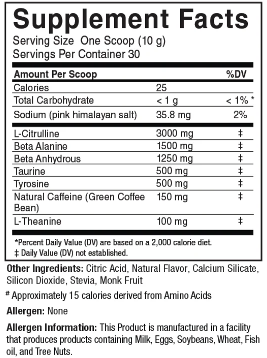 Supplement Facts for Natural Fuel 