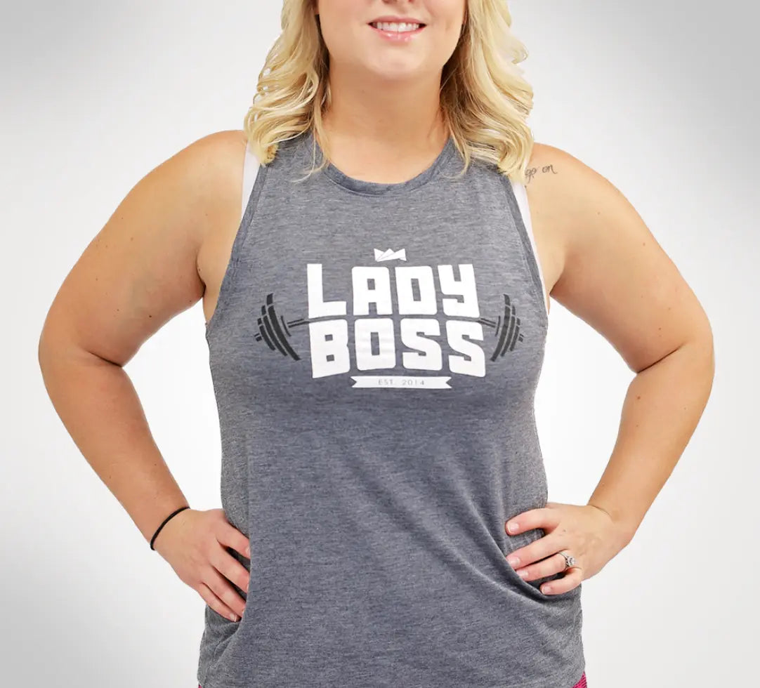Barbell Muscle Charcoal Tank LadyBoss