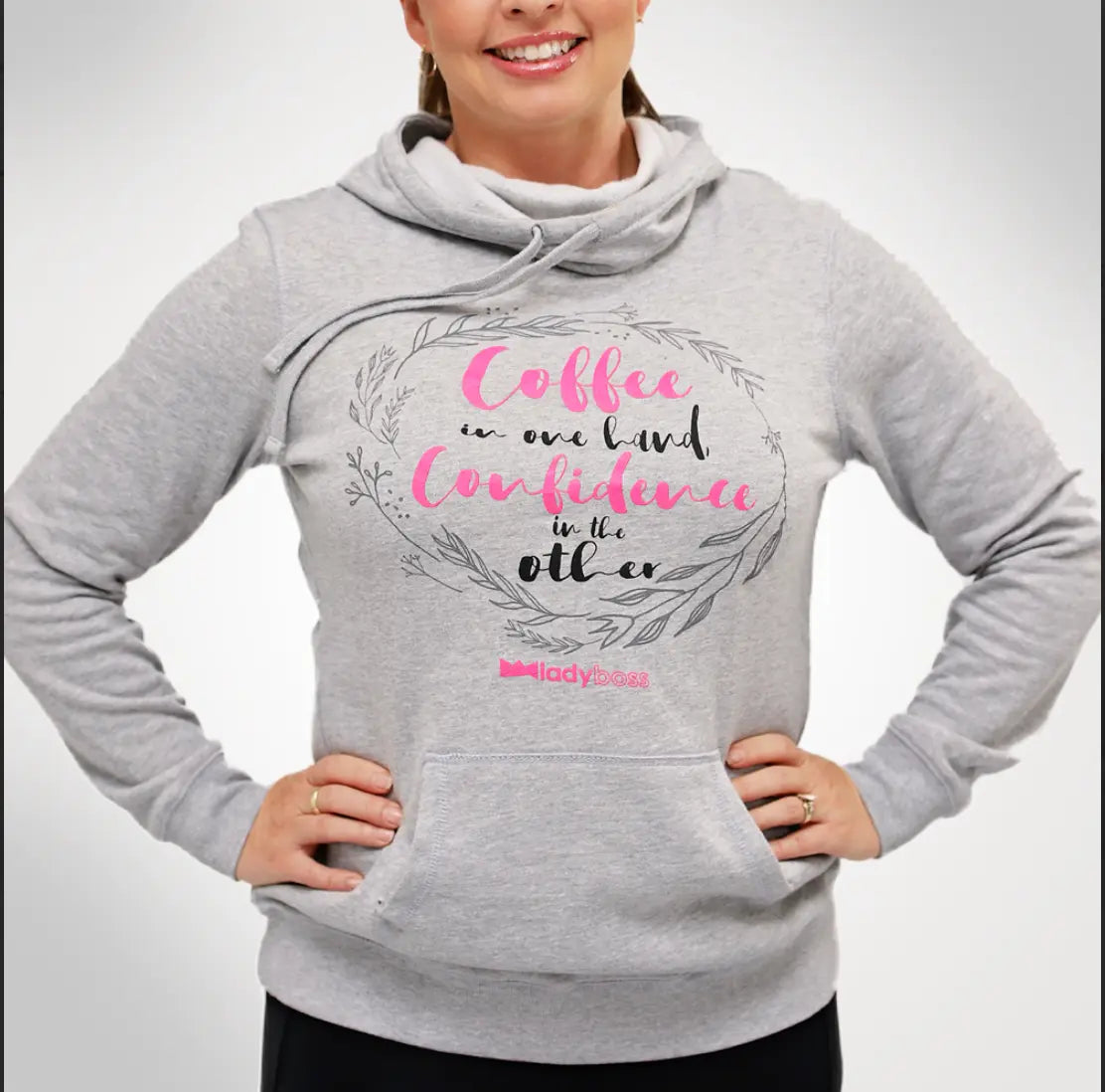 Coffee & Confidence Hoodie- Size Small LadyBoss