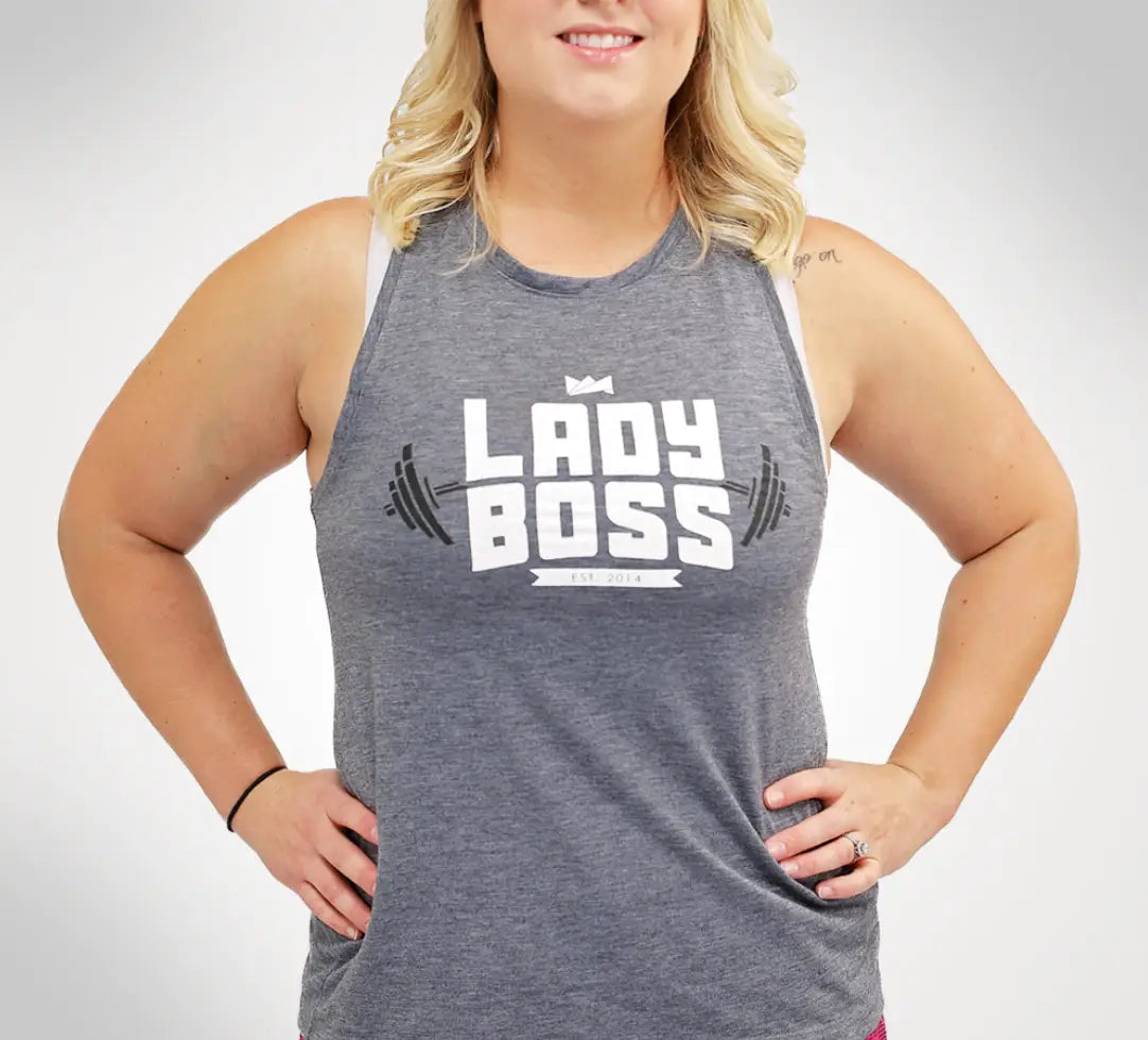 Barbell Muscle Charcoal Tank - LadyBoss